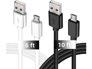 Charging Cable for Samsung Galaxy S7 2Pack 6Ft 10Ft Long Charger Cable Android Phone Fast Charger Cord for Samsung Galaxy S7 S6 EdgeNote 5 4LG G4MotoSonyPS4XboxWindowsMP3CameraBlack