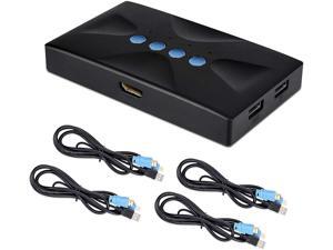 USB HDMI KVM Switch 4 Ports with Cables Selector Switcher for 4 PC Sharing Video Monitor and Keyboard Mouse Scanner Printer HUD 3840x2160/ 4Kx2K@30hz USB HDMI KVM Switch 4 Ports with Cables Selector Switcher for 4 PC Sharing Video Monitor and Keyboard Mouse Scanner Printer HUD 3840x2160/ 4Kx2K@30hz