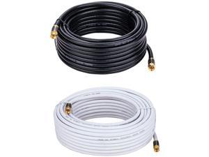 Cables Direct Online 10ft White Quad Shield RG6 Coax Cable F Pin Coaxial Tip BNC Extension Wire for Satellite Dish Cable TV Antenna