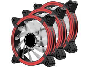 EZDIY-FAB 120mm Red LED Fan Dual-Frame LED Case Fan for PC Cases High Airflow QuietCPU Coolers and Radiators3-Pin-3-Pack