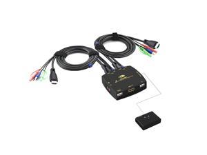 CKLau Ultra HD 2 Port HDMI Cables KVM Switch 4096x2160@60Hz 4:4:4 with Audio Mic Support HDMI 2.0 HDCP 2.2 HDR 10