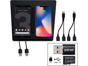 PI MAN TECH Bundle of 2 Tesla Model 3 Accessories - Wireless Charger + USB 3.0 Adapter and 128 GB Micro SD Card PI MAN TECH TeslaCam SD Card and USB Bundled with Model 3 Dual Qi Wireless Charger. PI MAN TECH Bundle of 2 Tesla Model 3 Accessories - Wireless Charger + USB 3.0 Adapter and 128 GB Micro SD Card PI MAN TECH TeslaCam SD Card and USB Bundled with Model 3 Dual Qi Wireless Charger.