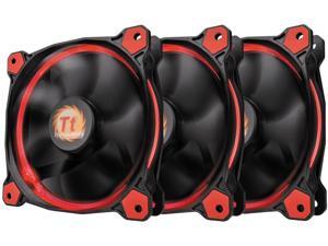 Thermaltake Riing 12 High Static Pressure Circular Ring Red LED Case/Radiator Fan with Anti-Vibration Mounting System Triple Pack Cooling CL-F055-PL12RE-A