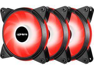 upHere 3-Pack 120mm PWM High Airflow Quiet Edition Red LED Case Fan for PC Cases, CPU Coolers, and Radiators T4RD4-3