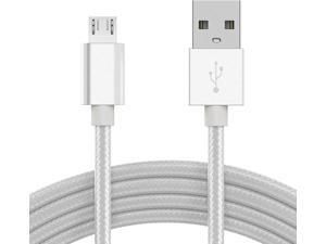 TalkWorks Micro USB Cable 10ft Long Android Cell Phone Charger Braided Heavy Duty Fast Charging Cord for Samsung Galaxy S6 / S7 Tablet Bluetooth Speaker Wireless Earbuds Headphones - Silver