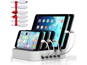 Charging Station for Multiple Devices MSTJRY 5 Port USB Charging Station Dock Organizer Compatible for iPhone iPad Cell Phone Tablet (White 6 Shorts Cables Included) Charging Station for Multiple Devices MSTJRY 5 Port USB Charging Station Dock Organizer Compatible for iPhone iPad Cell Phone Tablet (White 6 Shorts Cables Included)
