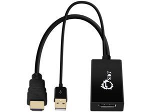 SIIG 4Kx2K HDMI to DisplayPort Converter Adapter for HDMI Equipped Systems to Connect to DP Compliant with HDMI 1.4 DP 1.2 & HDCP - Ultra HD USB Powered (CE-H22W11-S1)