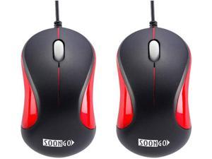 USB Mouse 2 Pack for Laptop Computer Mouse Designed Ergonomic Optical Wired Mice for Office and Home use Compatible with Computer Laptop PC Desktop Windows 7/8/10/XP Vista and Mac Red Color by SOONGO