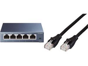 TP-Link 5 Port Gigabit Ethernet Network Switch | Ethernet Splitter | Sturdy Metal w/Shielded Ports | Life Time Warranty & AmazonBasics RJ45 Cat-6 Ethernet Patch Internet Cable - 5 Feet (1.5 Meters) TP-Link 5 Port Gigabit Ethernet Network Switch | Ethernet Splitter | Sturdy Metal w/Shielded Ports | Life Time Warranty & AmazonBasics RJ45 Cat-6 Ethernet Patch Internet Cable - 5 Feet (1.5 Meters)