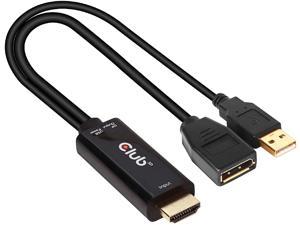 Club 3D 4K 60Hz HDMI to DisplayPort Video Adapter w/USB Power - HDMI 2.0 (Male) to DP 1.2 (Female) Active Monitor Converter (CAC-1331)