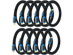 HDMI Cable 4K Ultra HD 1.5 Foot (10 Pack) Nylon Braided HDMI 2.0 Cable, High Speed 18Gbps 4K@60Hz HDR, 3D, 2160p, 1080p, HDCP 2.2, ARC, HDMI Cables for Monitors, HDTV HDMI Cable 4K Ultra HD 1.5 Foot (10 Pack) Nylon Braided HDMI 2.0 Cable, High Speed 18Gbps 4K@60Hz HDR, 3D, 2160p, 1080p, HDCP 2.2, ARC, HDMI Cables for Monitors, HDTV