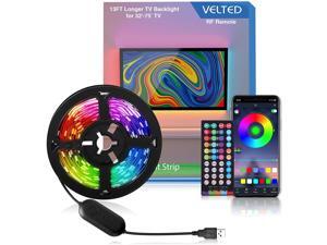 Led Strip Lights VELTED 13ft TV LED Backlights with RF Remote for 32-75 inch Big TV App Crontol Sync with Music Color Changing USB Powered Bias Lighting RGB Led Light Kit for TV PC Monitor Led Strip Lights VELTED 13ft TV LED Backlights with RF Remote for 32-75 inch Big TV App Crontol Sync with Music Color Changing USB Powered Bias Lighting RGB Led Light Kit for TV PC Monitor