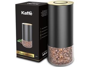 16oz Glass Storage Coffee Container by Kaffe - BPA Free Stainless Steel Canister with Airtight Lid