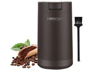Coffee Grinder with Brush LINKChef 200W Spice Grinder with Stainless Steel Blade for Seed Bean Nut Herb Pepper & Grain Lid Activated Safety Switch Brown CG-8420
