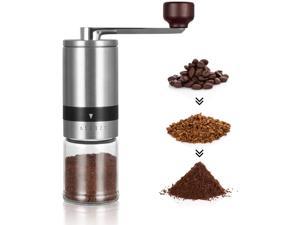 Manual Coffee Grinder - Hand Coffee Mill with Ceramic Burrs 6 Adjustable Settings - Portable Hand Crank (Straight)