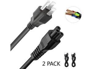 DTK 10 ft / 3.05M IEC-320-C5 3 Prong Mickey Mouse Power Cord NEMA 5-15P to IEC 60320 C5 Power Cable for HP DELL ASUS ACER Sony Lenovo Samsung Laptop Charger Adapter 2 Pack