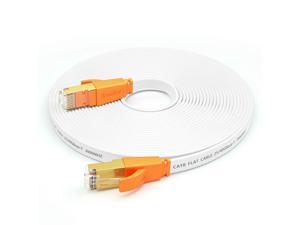 Cat 7 Ethernet Cable 50 ft Faster Than Cat6 Cat5e Network Slim Cat7 LAN Wire with Rj45 Connectors for Router Modem PS4 PS5 White Lapsouno Durable High Speed Flat Internet Network Computer Cord 