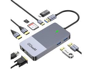 QGeeM USB 3.0 Docking Station, USB C Hub to HDMI Multiport Adapter,USB Hub Dual HDMI VGA Monitor Triple Display Portable Laptop USB Dock Compatible with MacBook M1 QGeeM USB 3.0 Docking Station, USB C Hub to HDMI Multiport Adapter,USB Hub Dual HDMI VGA Monitor Triple Display Portable Laptop USB Dock Compatible with MacBook M1