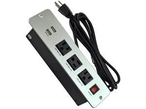 Recessed Power Strip Furniture Recessed Power Outlets Desktop Power Grommet Aluminum Alloy 3-Outlets & 2 USB Ports with 9.85ft Power Cord(Silver) Recessed Power Strip Furniture Recessed Power Outlets Desktop Power Grommet Aluminum Alloy 3-Outlets & 2 USB Ports with 9.85ft Power Cord(Silver)