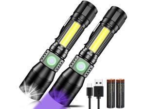 UV Flashlight Black Light USB Rechargeable Flashlight with Magnetic Base - 1000lm High Light Side Light 7 Modes Zoomable Waterproof ?C LED Torch for Mechanics Pet Urine Stains Detection (2)