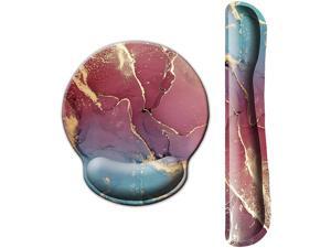 Modern Blue Art Marble Memory Foam Keyboard Pad Set for Laptop Mac Pain Relief Comfortable for Easy Typing ITNRSIIET Keyboard Wrist Rest and Mouse Pad with Wrist Support Ergonomic Mouse Pad 