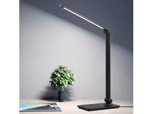 LED Desk Lamp Touch Control Desk Lamp with 3 Levels Brightness Dimmable Office Lamp with Adjustable Arm Foldable Table Desk Lamp for Table Bedroom Bedside Office Study 5000K 8W Black