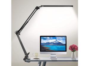 HaFundy LED Desk LampAdjustable Eye-Caring Desk Light with ClampSwing Arm Lamp Includes 3 Color Modes10 Brightness Levels Table Lamps with Memory FunctionDesk Lamp for HomeOfficeReading(Black)