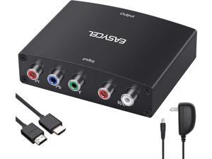 EASYCEL Component to HDMI Converter with 1.2 Meter HDMI Cable RGB to HDMI Converter 1080P 5RCA YPbPr to HDMI Converter
