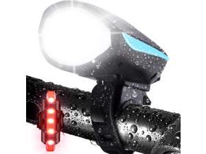LETOUR Bike Light with Loud Bike Horn Rechargeable Bicycle Light Waterproof Cycling Lights Bicycle Light Front with Loud Sound Siren 3 Lighting Modes 5 Sounds