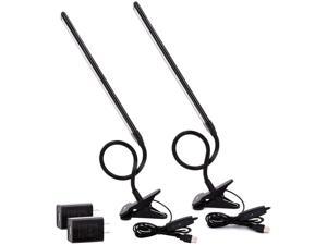 CeSunlight Clamp on Lamp Clip Light Desk Lamps 3 Color Temperature Setting 10 Brightness Levels 2m USB Cord Power Supply and AC Adapter Included Pack of 2 (Black)