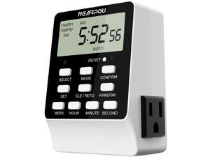 Outlet Timer NEARPOW Dual Digital Light Timer with 2 Independently-controlled Outlets 18 ON/OFF Programs 24-Hour and 7-Day ProgrammableIndoor Heavy Duty Electrical Timer Switch 3 Prong 15A/1800W