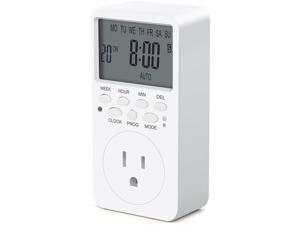 Outlet Timer 7 Day Wall Plug in Light Timer Outlet CANAGROW Indoor Digital Programmable Timers for Electrical Outlets 3-Prong Outlet for Appliances 15A/1800W