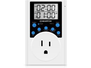 Timer Outlet Nearpow Multifunctional Infinite Cycle Programmable Plug-in Digital Timer Switch with 3-Prong Outlet for Appliances 15A/1800W