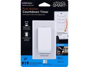 myTouchSmart Push Wall Digital Countdown Timer Switch Button 5-10-30-60 Min. and 2 ?C 4 Hr Presets Exhaust Fans Heaters Lt Doors Included 40953 White/Light Almond