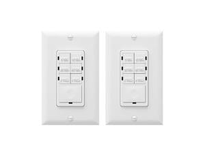 ENERLITES 4-Hour Countdown Timer Switch 5-10-30-60 Min 2-4 Hour for Bathroom Fans Heaters Lights LED Indicator 120VAC 800W No Neutral Wire Required UL Listed HET06-J-W-2PCS White 2 Pack