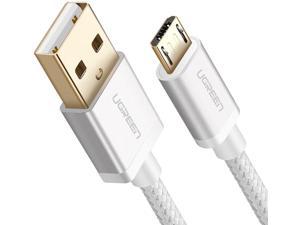 UGREEN Micro USB Cable  6FT Nylon Braided High Speed Durable Fast Charging USB Android Phone Charger Cord Compatible with Samsung Galaxy S7 S6 Note LG V10 Tablet PS4 MP3 White
