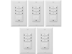 Enerlites Bathroom Timer Countdown Switch HET06A-R | In-Wall Electrical Timer for Fans Electrical Outlets Indoor and Outdoor lightswith On/Off switch | White - 5 Pack