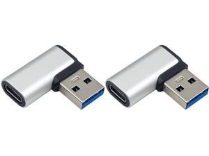 Poyiccot USB C Female to USB A Male Adapter Right Angle, USB C to USB 3.0 Adapter, 90 Degree USB C to USB Adapter, USB Type C to USB Coverter Sync & Charging Adapter for USB C Cable, Hubs, 2Pack