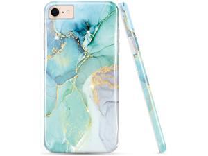 LUOLNH iPhone SE 2020 Case,iPhone 7 8 Case,Marble Design,Shockproof Clear Bumper TPU Soft Case Rubber Silicone Skin Cover Case for iPhone 6 6s 7 8(Abstract Mint)