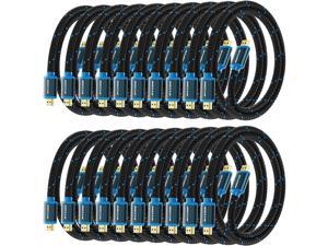 HDMI Cable 4K Ultra HD 2 Foot (20 Pack) Nylon Braided HDMI 2.0 Cable, High Speed 18Gbps 4K@60Hz HDR, 3D, 2160p, 1080p, HDCP 2.2, ARC, HDMI Cables for Monitors, HDTV HDMI Cable 4K Ultra HD 2 Foot (20 Pack) Nylon Braided HDMI 2.0 Cable, High Speed 18Gbps 4K@60Hz HDR, 3D, 2160p, 1080p, HDCP 2.2, ARC, HDMI Cables for Monitors, HDTV