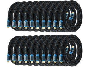 HDMI Cable 4K Ultra HD 8 Foot (20 Pack) Nylon Braided HDMI 2.0 Cable, High Speed 18Gbps 4K@60Hz HDR, 3D, 2160p, 1080p, HDCP 2.2, ARC, HDMI Cables for Monitors, HDTV HDMI Cable 4K Ultra HD 8 Foot (20 Pack) Nylon Braided HDMI 2.0 Cable, High Speed 18Gbps 4K@60Hz HDR, 3D, 2160p, 1080p, HDCP 2.2, ARC, HDMI Cables for Monitors, HDTV