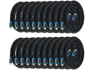HDMI Cable 4K Ultra HD 12 Foot (20 Pack) Nylon Braided HDMI 2.0 Cable, High Speed 18Gbps 4K@60Hz HDR, 3D, 2160p, 1080p, HDCP 2.2, ARC, HDMI Cables for Monitors, HDTV HDMI Cable 4K Ultra HD 12 Foot (20 Pack) Nylon Braided HDMI 2.0 Cable, High Speed 18Gbps 4K@60Hz HDR, 3D, 2160p, 1080p, HDCP 2.2, ARC, HDMI Cables for Monitors, HDTV
