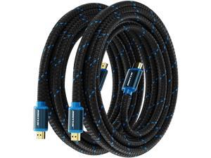 HDMI Cable 4K Ultra HD 12 Foot (2 Pack) Nylon Braided HDMI 2.0 Cable, High Speed 18Gbps 4K@60Hz HDR, 3D, 2160p, 1080p, HDCP 2.2, ARC, HDMI Cables for Monitors, HDTV HDMI Cable 4K Ultra HD 12 Foot (2 Pack) Nylon Braided HDMI 2.0 Cable, High Speed 18Gbps 4K@60Hz HDR, 3D, 2160p, 1080p, HDCP 2.2, ARC, HDMI Cables for Monitors, HDTV