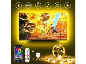 TV LED Backlight Hamlite15Ft RGB LED Strip Lights for 60-65inch with Bluetooth APP Controlled Music Sync Color Changing Ambient Bias Lighting Led TV Backlight Strip 16 Million Colors USB Powered