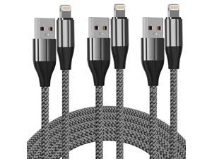 Lightning Cable 3 ft 3 Pack iPhone Charger Cable & Data Sync Fast 3 Foot Nylon Braided Cord Compatible with iPhone Xs max/xr/x/8/8 Plus/7/7plus/6/6s Plus/5s/5 iPad(Silver)