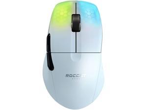 Kone Pro Air Gaming PC Wireless Mouse Bluetooth Ergonomic Performance Computer Mouse with 19K DPI Optical Sensor AIMO RGB Lighting & Aluminum Scroll Wheel 100+ Hour Battery Life White