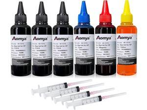 Aomya Ink Refill kit 6x100ml for HP 60 61 63 64 65 902 932 952 564 Refillable Ink Cartridge for HP Envy 4500 4520 5643 OfficeJet 6500a 6500 6000 (3 Black, 1 Cyan, 1 Magenta, 1 Yellow)