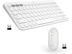 Logitech K380 + M350 Wireless Keyboard and Mouse Combo - Slim Portable Design Quiet clicks Long Battery Life Bluetooth connectivity Multi Device with Easy-Switch for Mac Chrome OS Windows-White