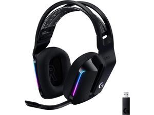 Logitech G733 Lightspeed Wireless Gaming Headset with Suspension Headband Lightsync RGB Blue VO!CE mic technology and PRO-G audio drivers - Black