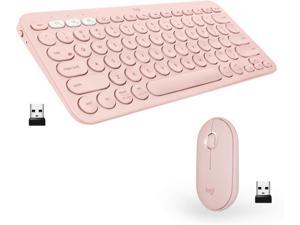 Logitech K380 + M350 Wireless Keyboard and Mouse Combo - Slim portable design, quiet clicks, long battery life, Bluetooth connectivity, multi device with Easy-Switch for Mac, Chrome OS, Windows - Rose